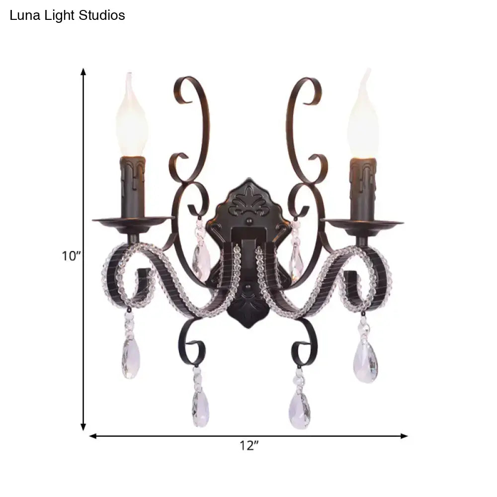 Vintage bronze wall mounted lamp with crystal living room sconce