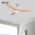 Vintage brown wood ceiling fan with remote control for living room