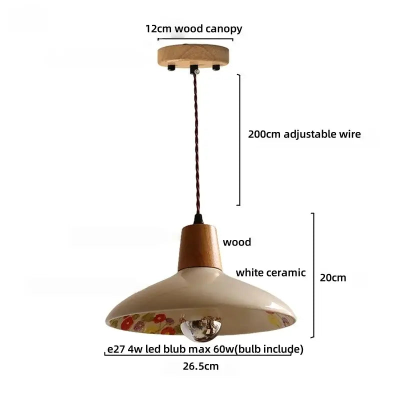 Vintage brown wood ceramic pendant lights bedroom beaded fringe