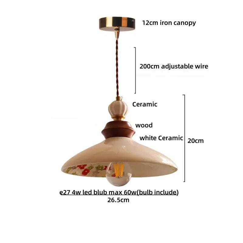 Vintage brown wood ceramic pendant lights bedroom beaded fringe
