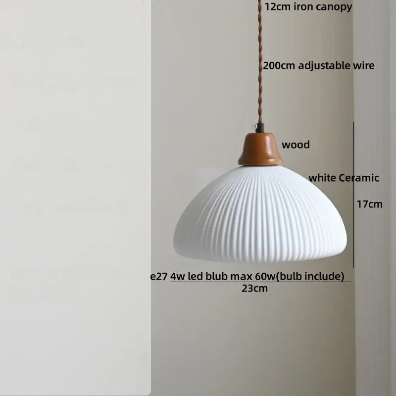 Vintage brown wood ceramic pendant lights bedroom beaded fringe