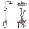 Vintage brushed nickel & white bathroom shower mixer faucet handshower