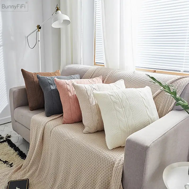 Vintage cable knit double cushion cover bedroom throw pillows