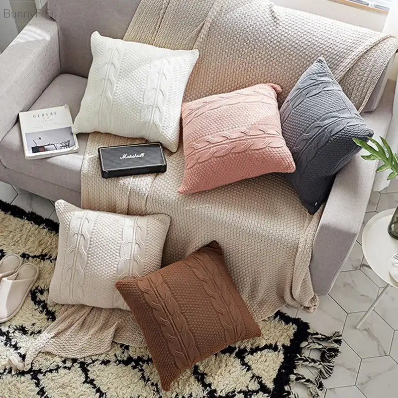 Vintage cable knit double cushion cover bedroom throw pillows