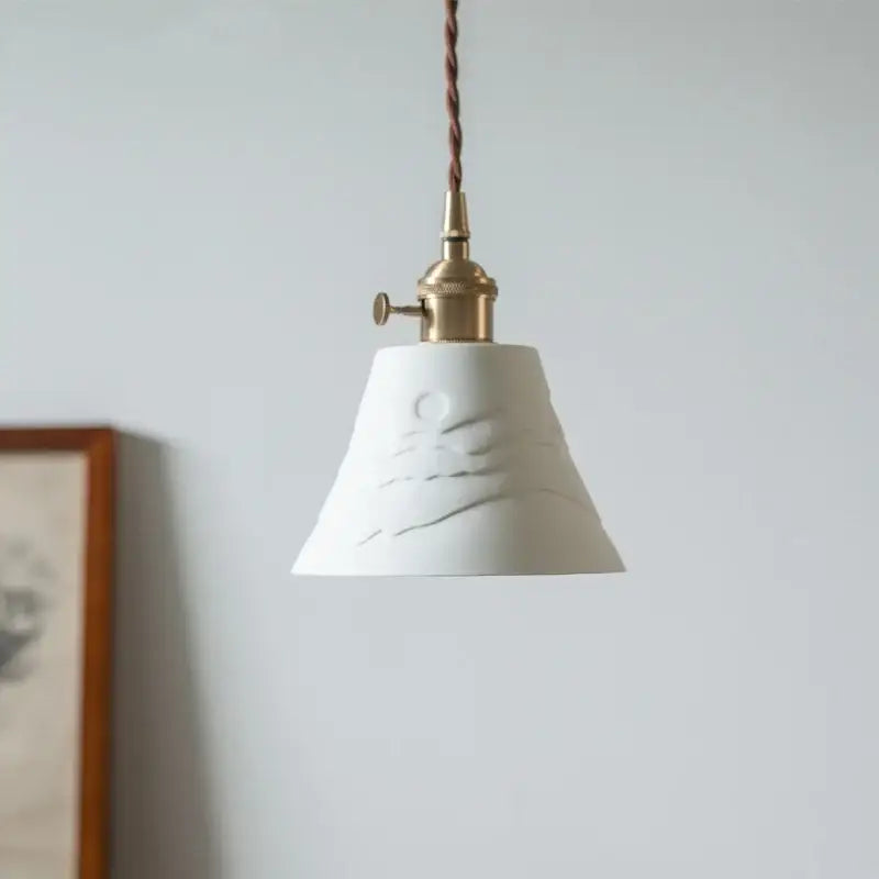 Vintage ceramic led pendant light for kitchen with brass finish