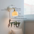 Vintage ceramic led wall lamp bedroom white ridged sconce