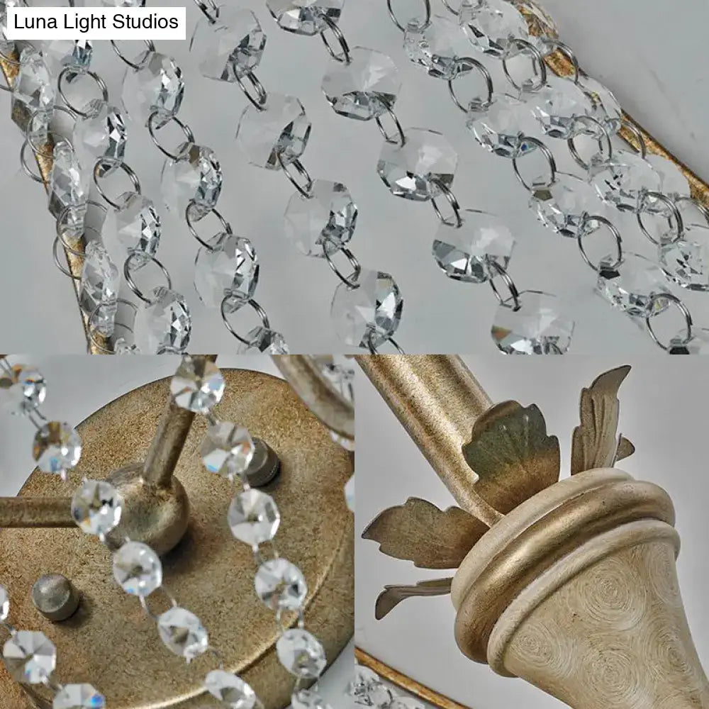 Vintage champagne finish wall light with clear crystal – living room