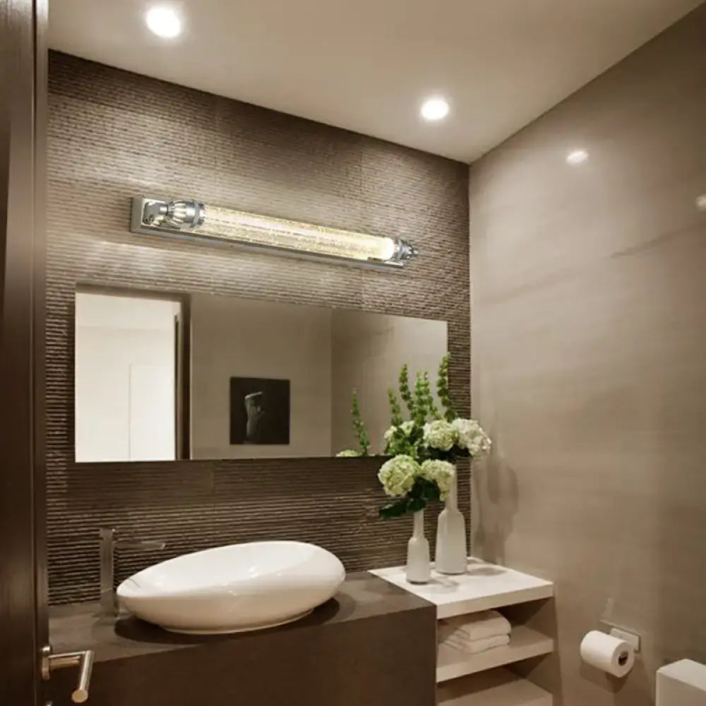 Vintage chrome and crystal led vanity light bathroom fixture