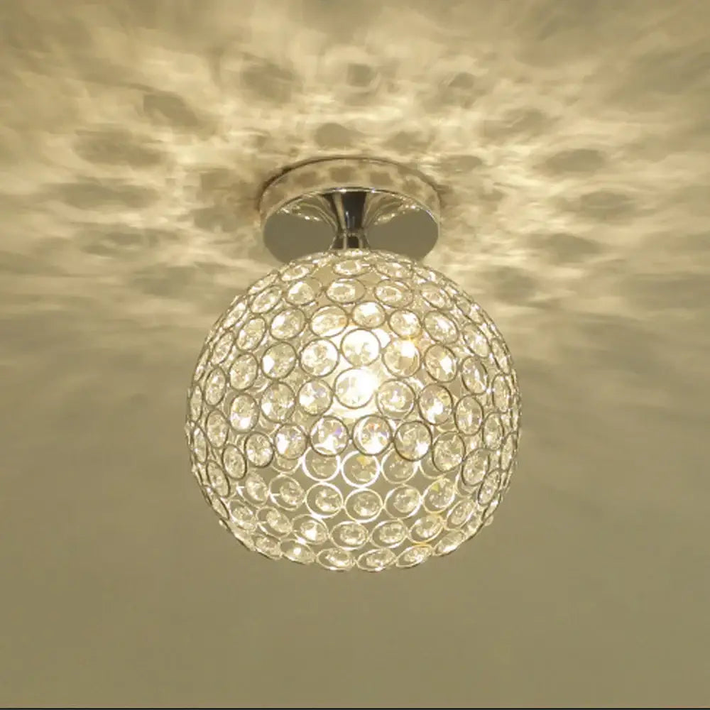 Vintage chrome crystal ball ceiling light for living room