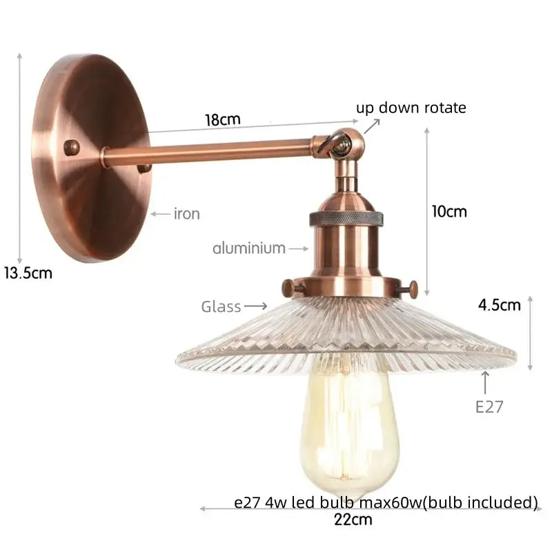 Vintage chrome led wall light bedroom faceted glass sconce