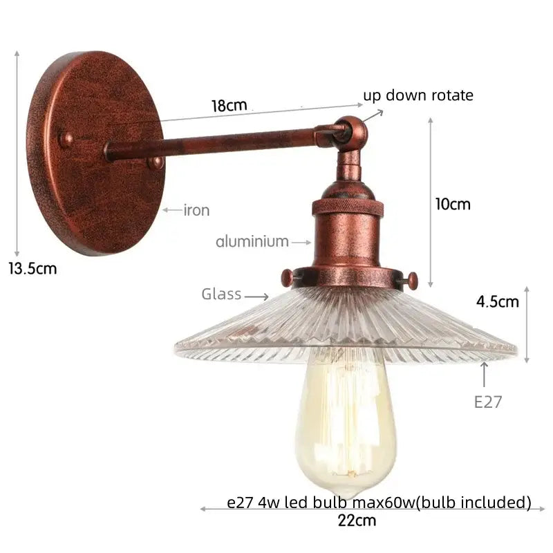 Vintage chrome led wall light bedroom faceted glass sconce