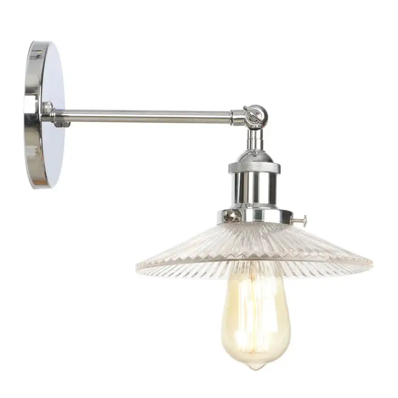 Vintage chrome led wall light bedroom faceted glass sconce