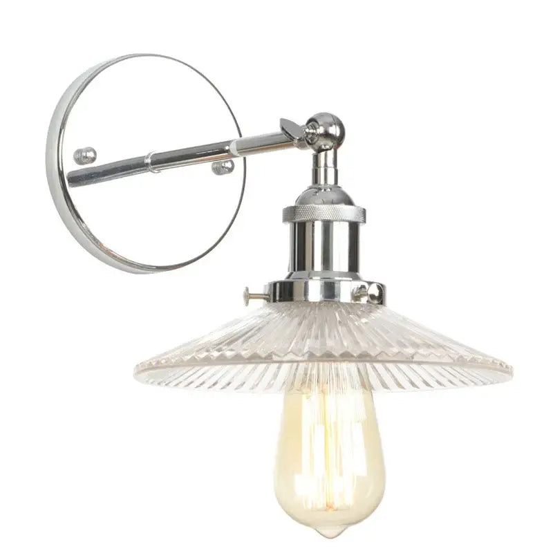Vintage chrome led wall light bedroom faceted glass sconce