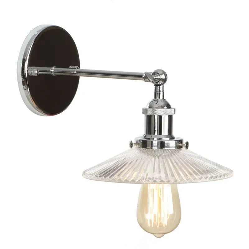 Vintage chrome led wall light bedroom faceted glass sconce