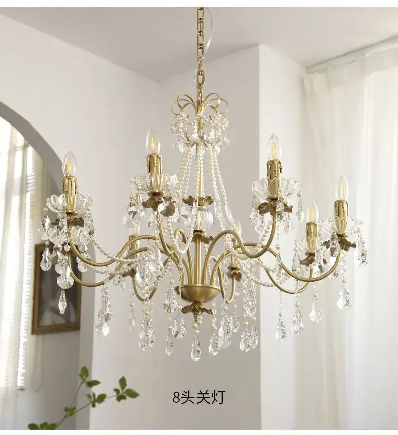 Vintage copper chandelier french pearl pendant light dining room