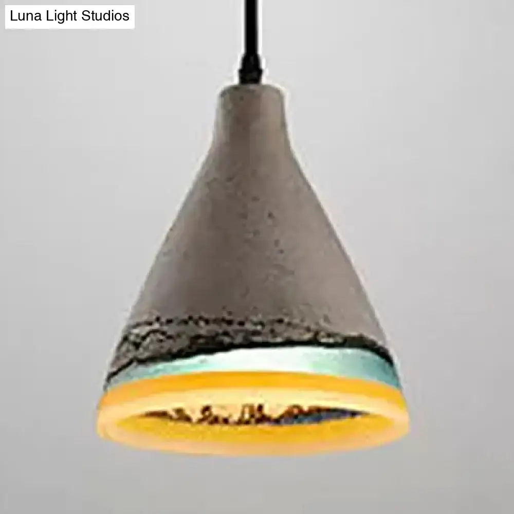 Vintage dark blue & light blue conic pendant light dining room