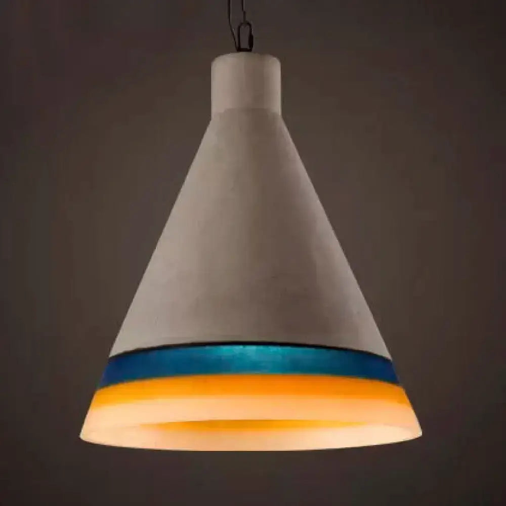 Vintage dark blue & light blue conic pendant light dining room