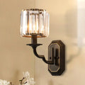Vintage dark bronze clear crystal wall light bedroom sconce e12 e14