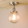 Vintage dark bronze ribbed glass globe semi flush mount ceiling light bedroom