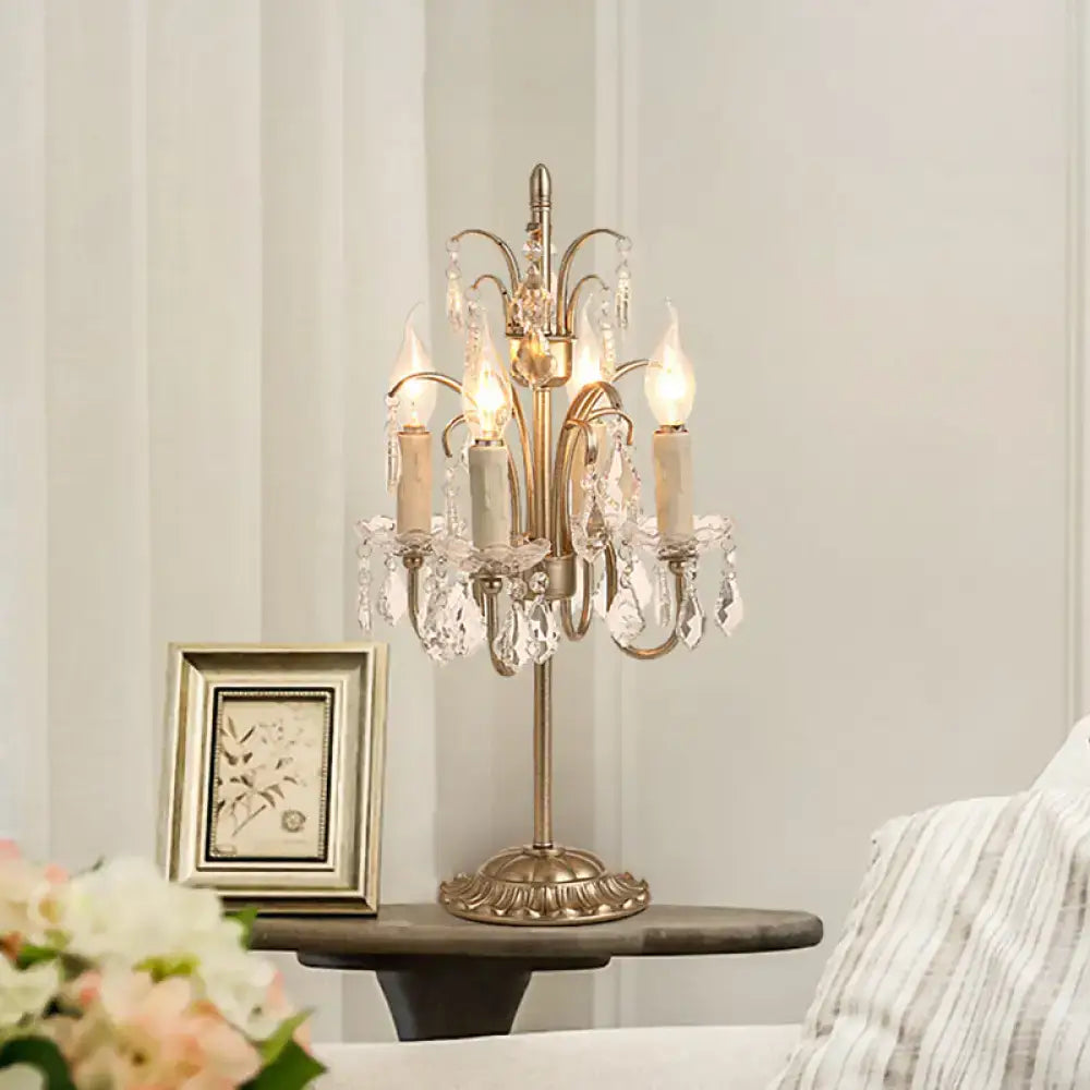 Vintage distressed white hanging crystal table lamp bedroom e12 bulb