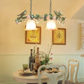 Vintage floral white glass island light dining room pendant