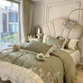 Vintage french beige & cream floral bedding set bedroom ruffles