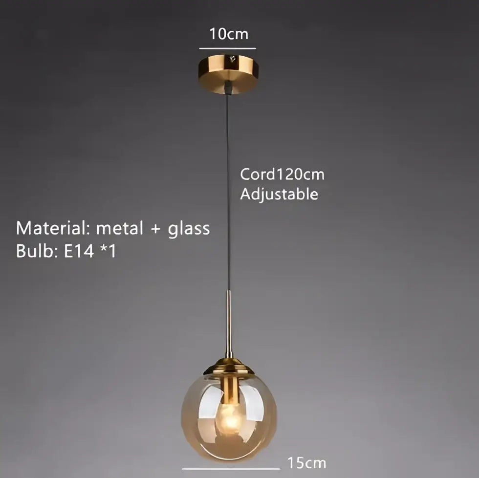 Vintage gold amber glass bubble chandelier living room crystal light