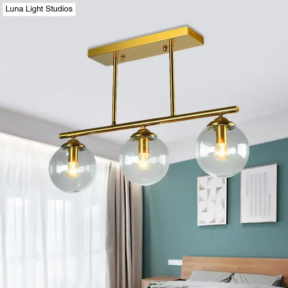 Vintage gold and amber glass pendant lamp kitchen island light