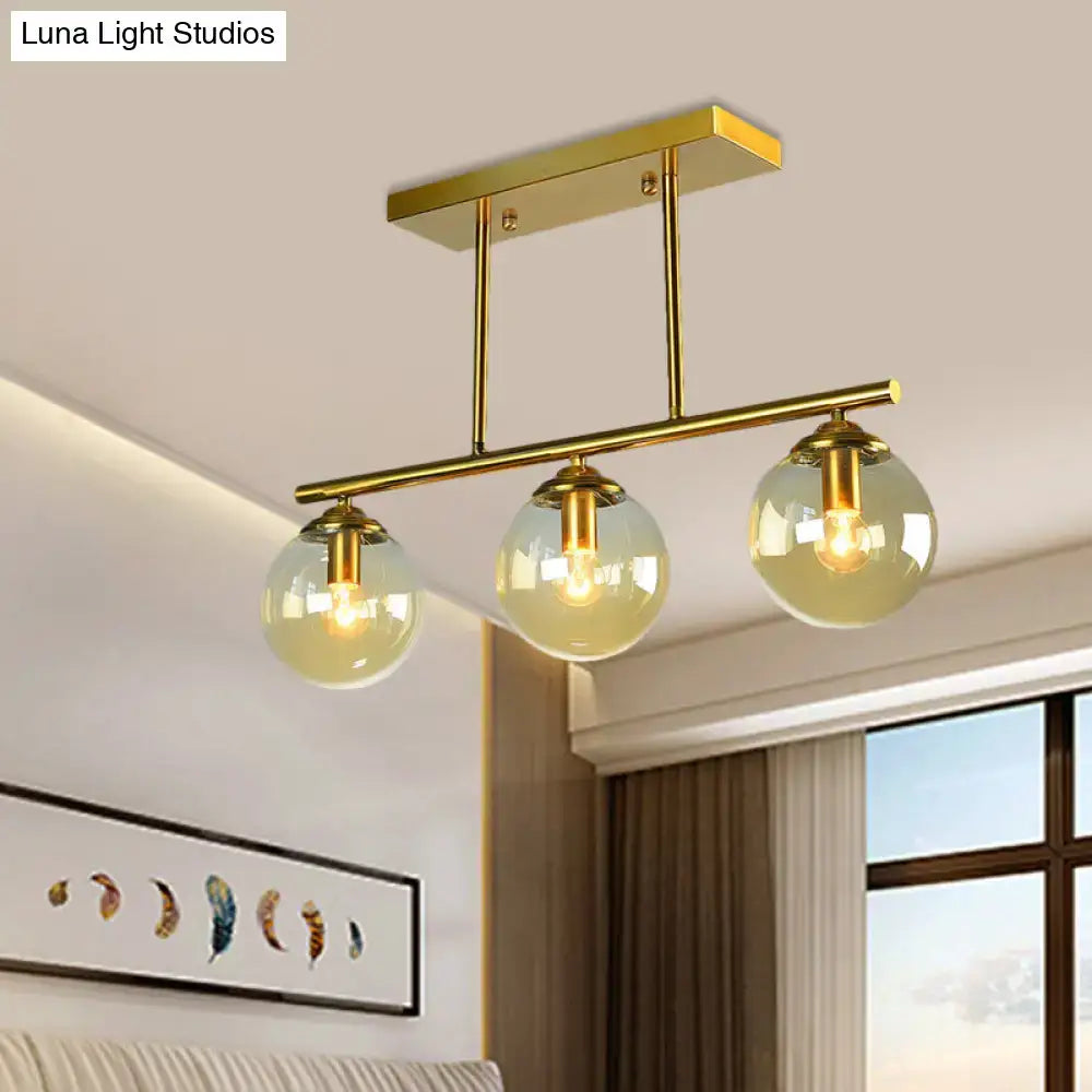 Vintage gold and amber glass pendant lamp kitchen island light