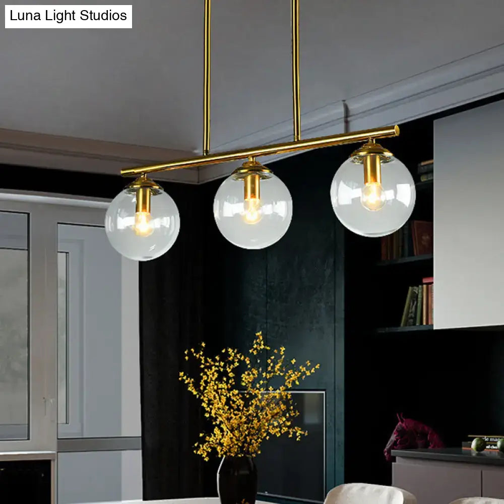 Vintage gold and amber glass pendant lamp kitchen island light
