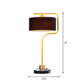 Vintage gold and black table lamp with drum shade – living room light