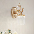 Vintage gold crystal wall mounted light bedroom clear pipe sconce