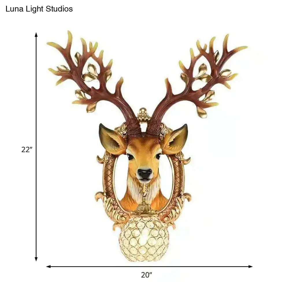 Vintage gold deer backplate crystal wall sconce bedroom e26 e27 light