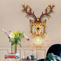 Vintage gold deer backplate crystal wall sconce bedroom e26 e27 light