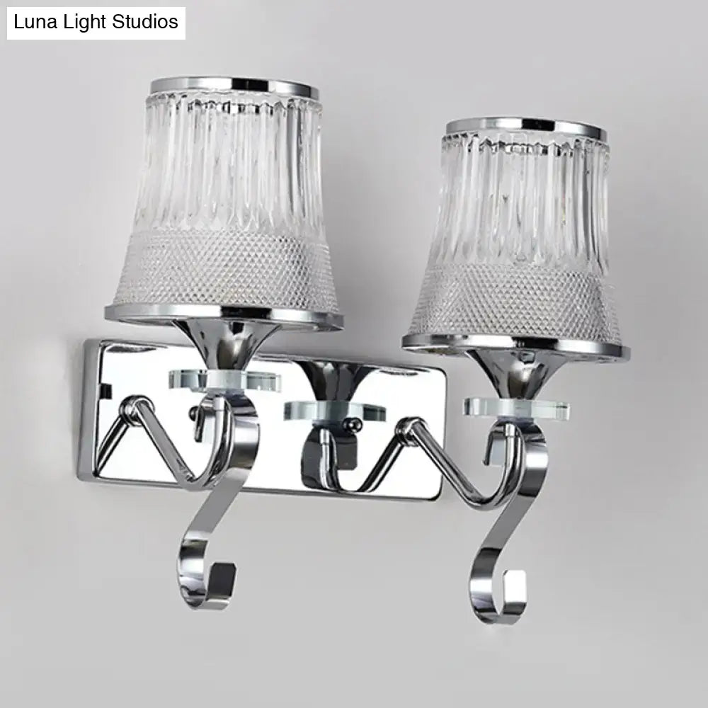 Vintage gold finish crystal wall lamp – bedroom clear glass sconce