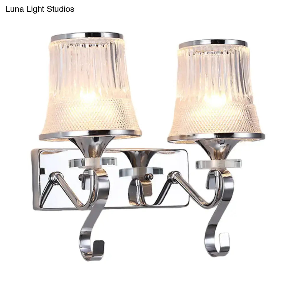 Vintage gold finish crystal wall lamp – bedroom clear glass sconce