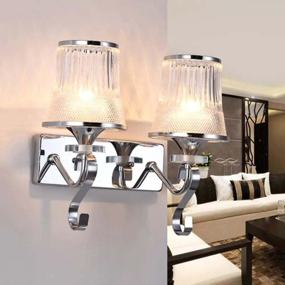 Vintage gold finish crystal wall lamp – bedroom clear glass sconce