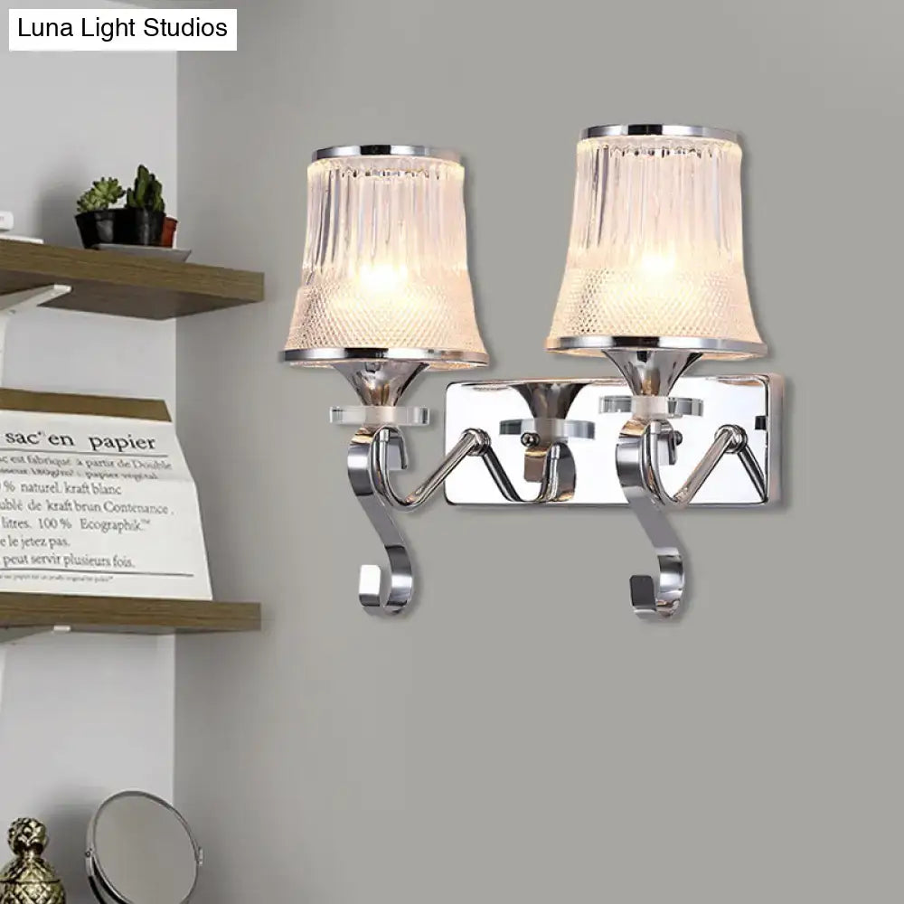 Vintage gold finish crystal wall lamp – bedroom clear glass sconce