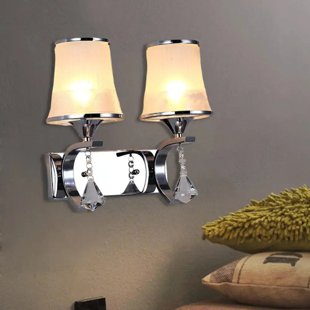 Vintage gold finish crystal wall lamp – bedroom clear glass sconce