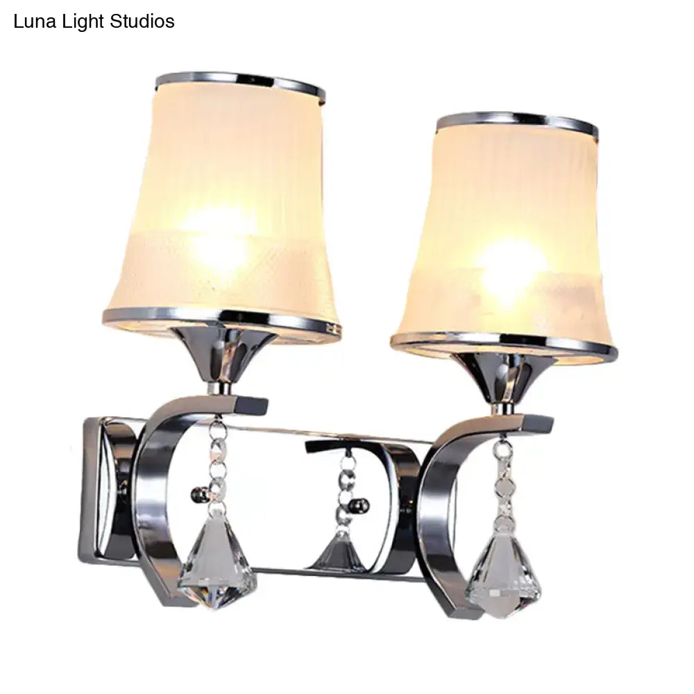 Vintage gold finish crystal wall lamp – bedroom clear glass sconce