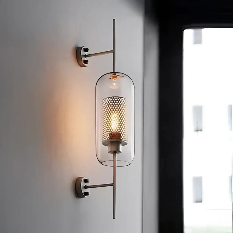 Vintage gold mesh led wall sconce – bedroom glass light fixture