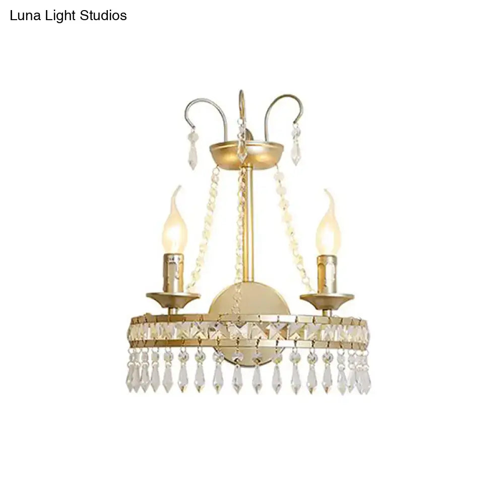 Vintage gold metallic exposed wall lamp crystal hallway sconce
