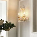 Vintage gold metallic exposed wall lamp crystal hallway sconce