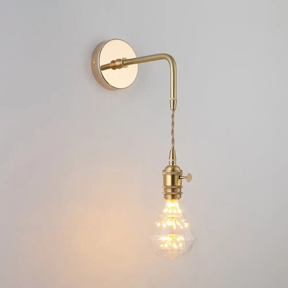 Vintage gold shaded glass wall light – bedroom brass sconce