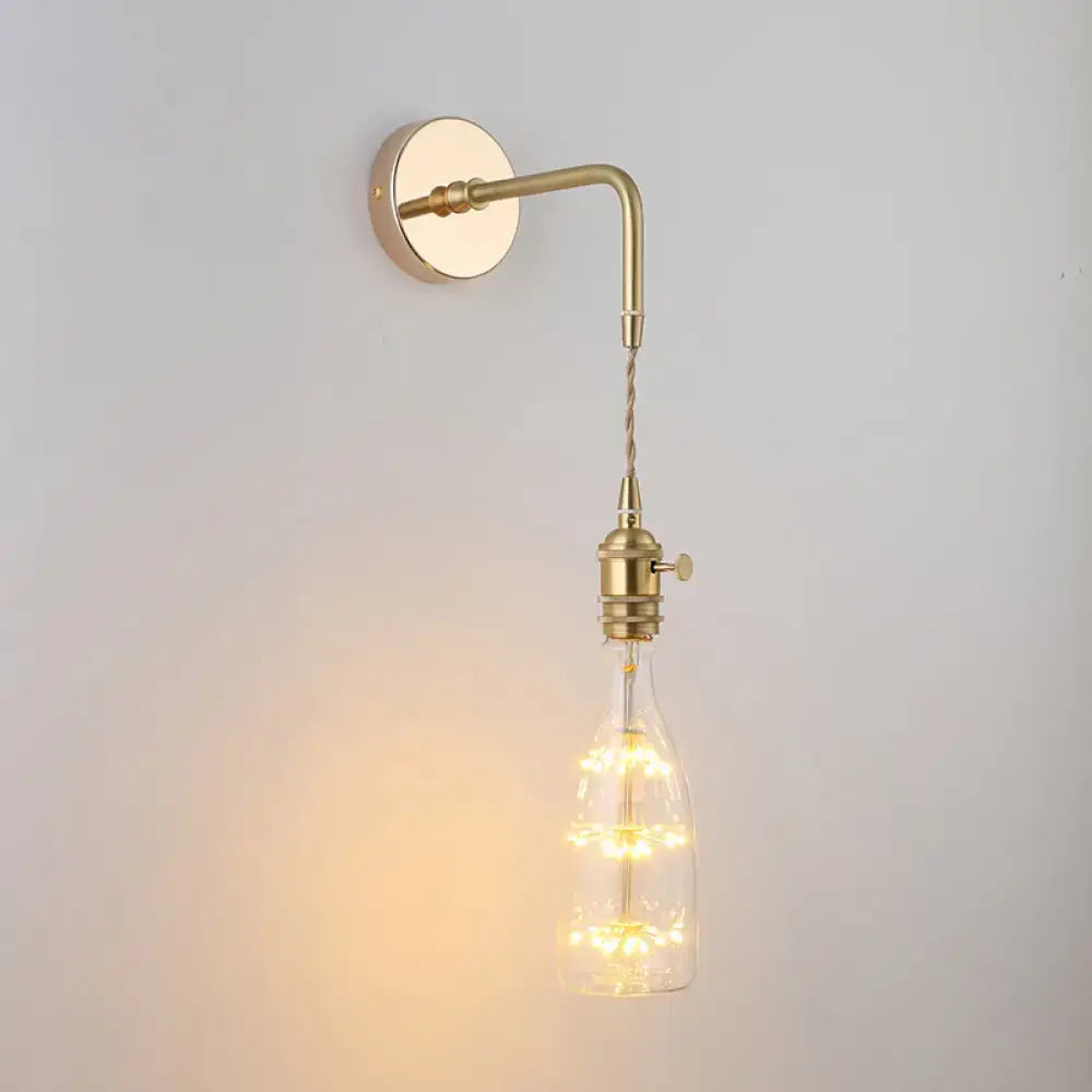 Vintage gold shaded glass wall light – bedroom brass sconce
