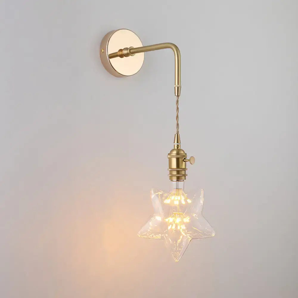 Vintage gold shaded glass wall light – bedroom brass sconce
