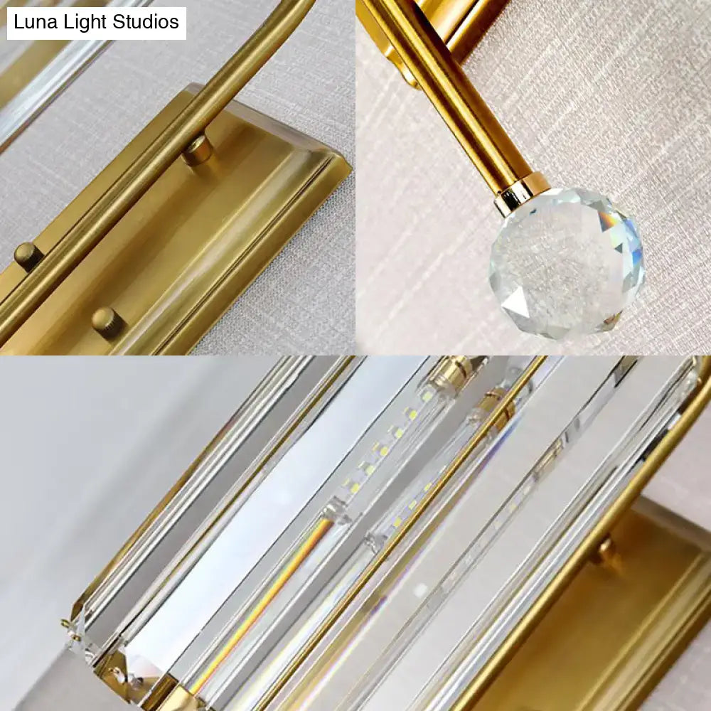 Vintage gold wall light with clear crystal shade bedroom sconce