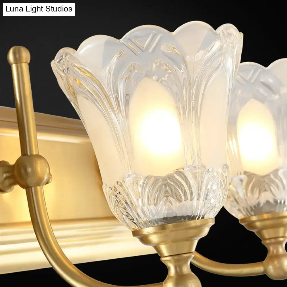 Vintage gold wall light with clear glass shade bathroom vanity lighting