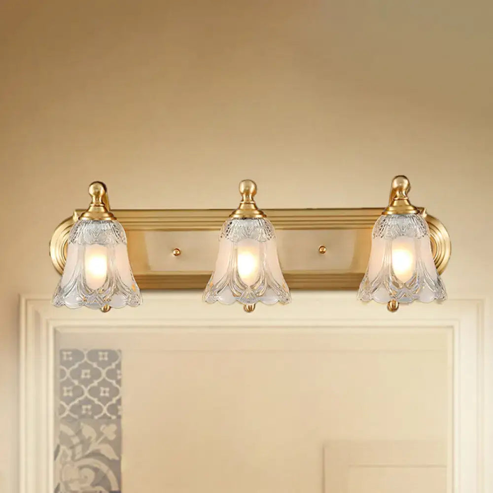 Vintage gold wall light with clear glass shade bathroom vanity lighting