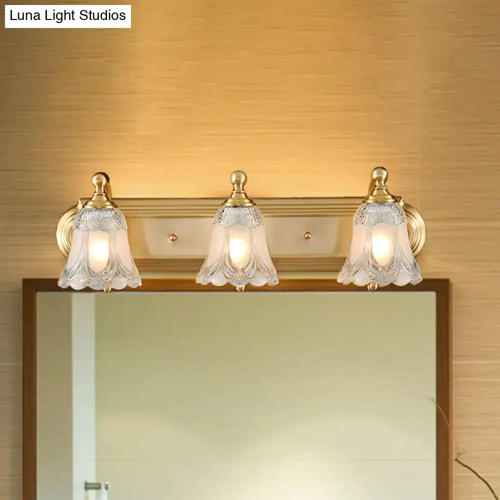 Vintage gold wall light with clear glass shade bathroom vanity lighting